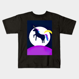 Moon Unicorn Minimal Kids T-Shirt